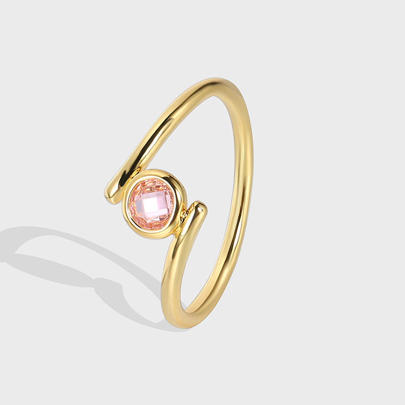 R0230 New Style Pink Zircon Ring for Women, Irregular Design Ring
