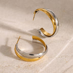 2H Stainless Steel Color Matching Wrapped Earrings Gold Silver