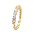 Gold-Plated Brass Beaded CZ Ring styled for independent jewelry boutiques