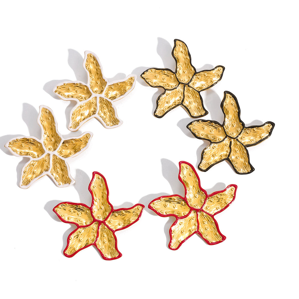 2H Oil Drop Flower Earrings Exaggerated Ear Jewelry Stainless Steel Accessories Earrings