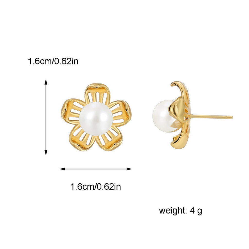 E0462 Small Fashion Simple Shaped Earrings for Women Petal Shell Pearl Earrings