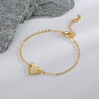 B0182  Korean Version Fashion Simple Heart-shaped Bracelet for Women gold Love Heart26Minimalist Letter Style