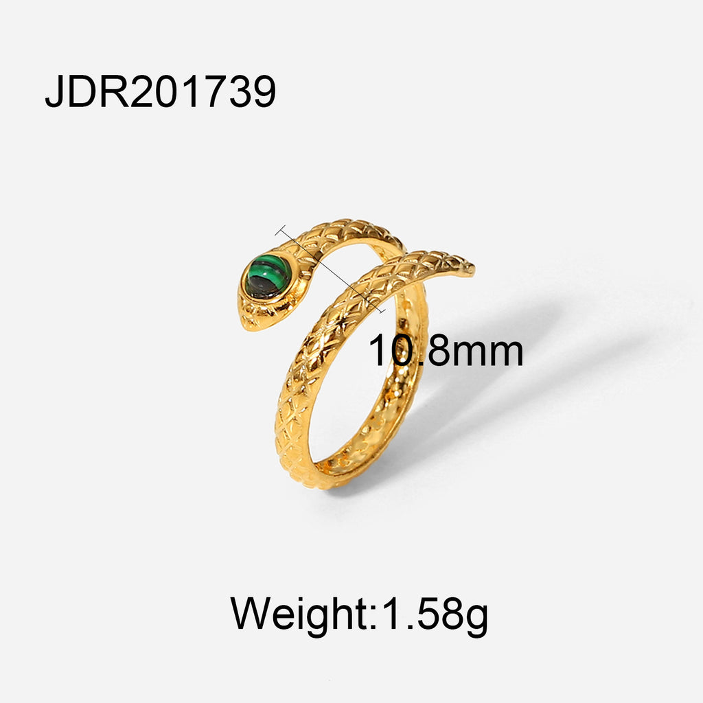 2H New 18K Gold-plated Stainless Steel Ring Women's Fashion Geometric Colorful Oil Drop Ring Jewelry