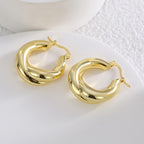 E0486 Fashionable Simple Versatile Earrings for Women Brass Gold-Plated Geometric Irregular Hoop Earrings