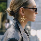 2H Oil Drop Flower Earrings Exaggerated Ear Jewelry Stainless Steel Accessories Earrings