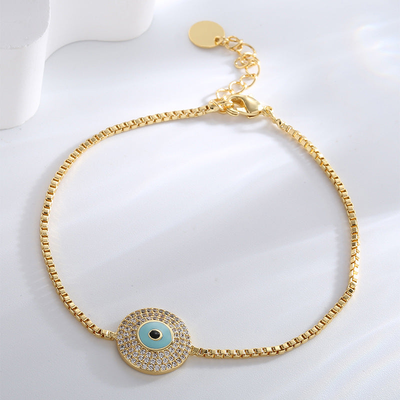 B0154 Creative Design Bracelet for Women with Eye Resin Micro Inlay White Zircon Demon Eye