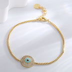 B0154 Creative Design Bracelet for Women with Eye Resin Micro Inlay White Zircon Demon Eye