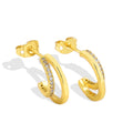 18K Gold-Plated Brass Layered CZ Earrings with a layered design profile — jewelry finish and design detail