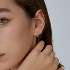 E0472 French Fashion Simple Versatile Blue Turquoise Round Double Layer Earrings for Women Copper Gold Plated Hoop Earrings