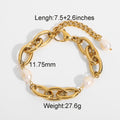 18K Gold-Plated Stainless Steel Chain Bracelet with Oval Pearl Detail — jewelry construction