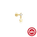 925 Silver Five Point Star Water Drop Diamond Ear Stud 8mm — collection product image 06