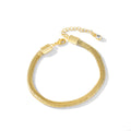 18K Gold-Plated Brass Snake Herringbone Chain Bracelet with a chain design profile — jewelry finish and design detail