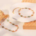 2025New Jewelry Necklace Bracelet18K Gold White/Colorful Daisy Chain Necklace Bracelet