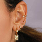 2H 18K Gold Plated Stainless Steel Star Demon Eye Cubic Zirconia Chunky Earrings Inlaid White Diamond Hoop Earrings