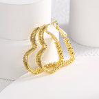 E0571 Fashionable Simple Design Heart-shaped Earrings Copper Gold-plated Irregular Texture Stud Earrings