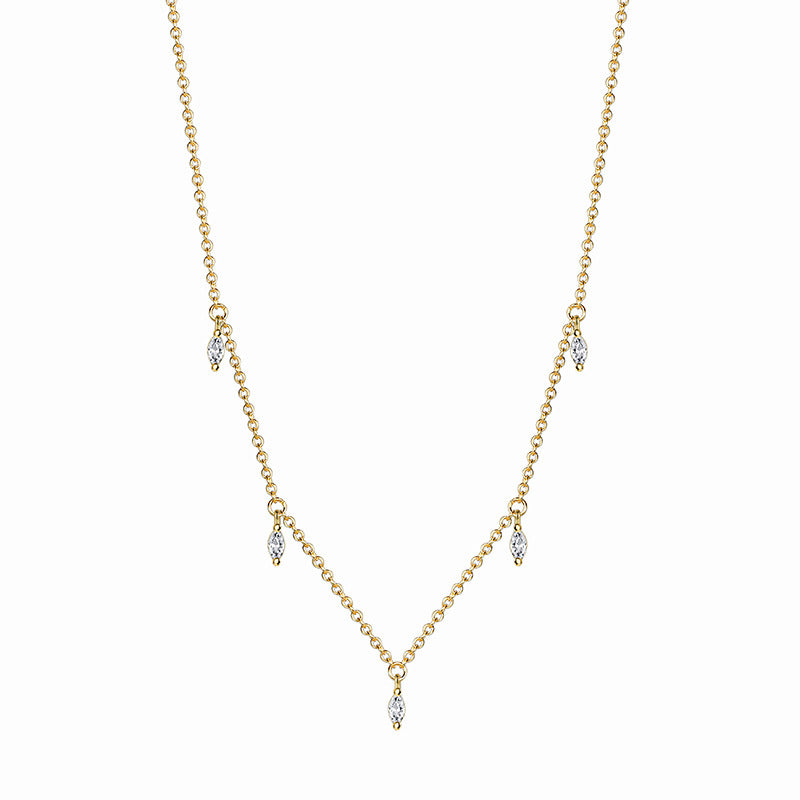 N0188 New Fashion Design White Zircon Necklace for Women Simple Versatile Tassel Chain Collarbone Chain