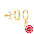 925 Sterling Silver Hot-Selling Earrings Set with Inlaid Diamonds and Pearls Hoop 832230 — collection product image 06
