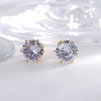 E0774 Fashion Crown Base Crystal Zircon Earrings for Women Copper Plated18K Gold Small Earrings