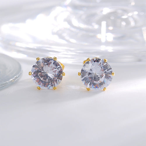 18K Gold-Plated Brass Crown CZ Earrings for boutique wholesale jewelry collections