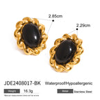 Vintage Stainless Steel Exaggerated Earrings Black Gold Earrings Jewelry