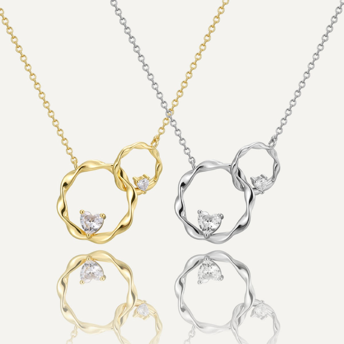 CYN0113 Mobius Double Ring Copper Necklace Pendant Simple Collarbone Chain