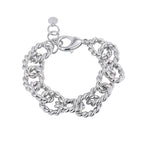 B0189 Chain Braided Bracelet For Women Silver Hip Hop Punk Retro