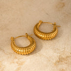 Women's Screw Hoop Bagel Earrings 18K Gold-plated Stainless Steel gold Ear Jewelry