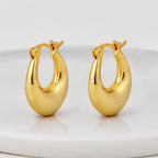 E0640 Minimalist Fashion Elegant Design Earrings for Women Copper Gold Plated Cool Style Smooth Hoop Earrings