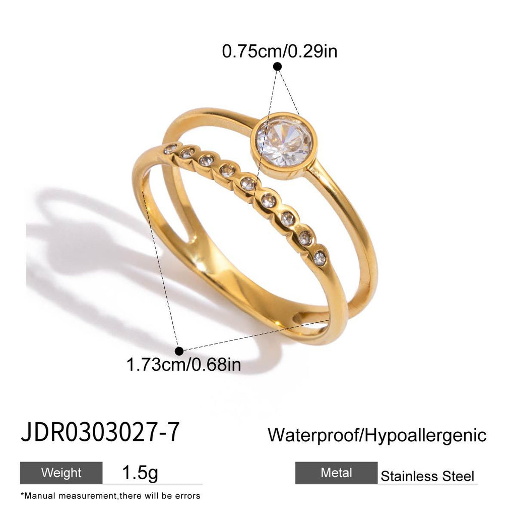 Zircon Ring Jewelry for Women, Non-Fading Stainless Steel Jewelry