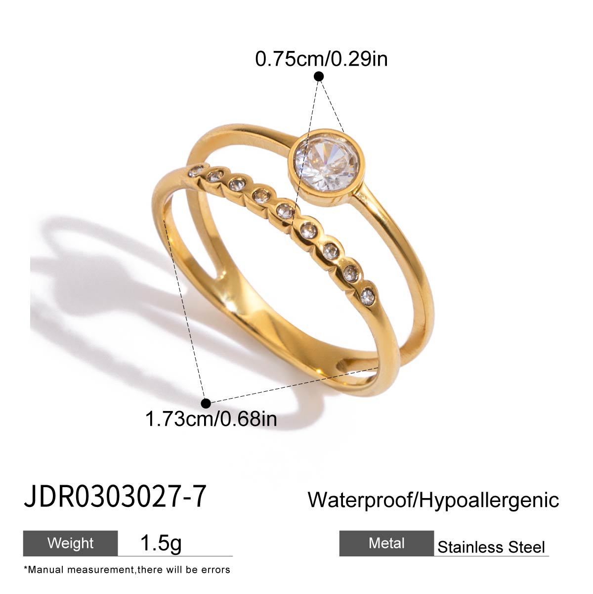 Zircon Ring Jewelry for Women, Non-Fading Stainless Steel Jewelry