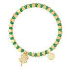 B0254 Fashionable Elegant Four-Leaf Clover Zircon Beaded Design Bracelet for Daily Wear