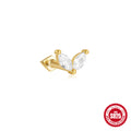 Crown Horse-Eye Zircon 925 Sterling Silver Cartilage Stud — pair presentation — alternate angle 2 — jewelry finish and design detail