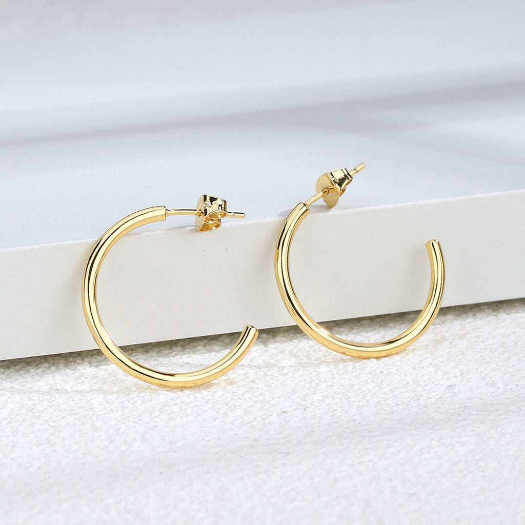 E0266 Various Sizes Round Shape C Hoop Earrings Semi-Open Large Hoop Trendy Women's Jewelry