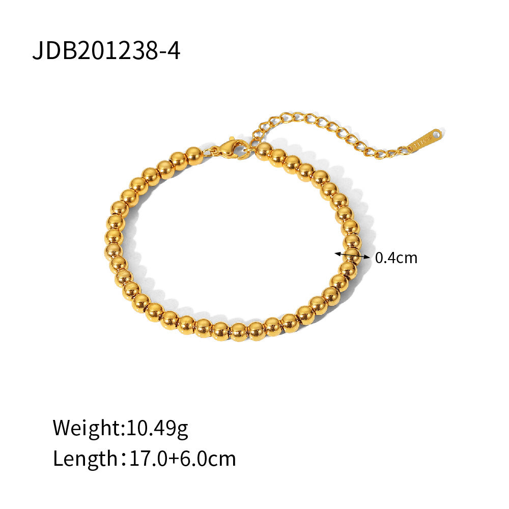 Stainless Steel Beaded Bracelet Open Bracelet18K gold Accessories