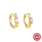 S925Sterling Silver Rainbow Colorful Star Moon Earrings Hoop Daily Wear Diamond-Studded Ear Clips Ear Jewelry for Women