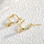 E0354 Ornament Square Diamond Earrings Minimalist Retro Hoop Simple Ear Clips for Women