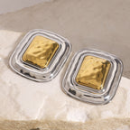 2H Stainless Steel Square Geometric Stud Earrings Autumn Winter Exaggerated Ear Jewelry Accessories