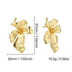 E0700 Fashionable Minimalist Design Earrings for Women Brass Gold-Plated Concave Flower Earrings