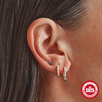 S925Sterling Silver Egg-Shaped Zircon Colorful Diamond Earrings for Women Fashion Style Inlaid Diamond Hoop Earrings