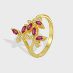 R0500 Fashion Creative Design Butterfly Shape Ring for Women with Zircon Inlay
