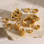 New Style Stainless Steel Ear Clips for Women18k Gold Non-Fading Earrings Simple Braided Earrings