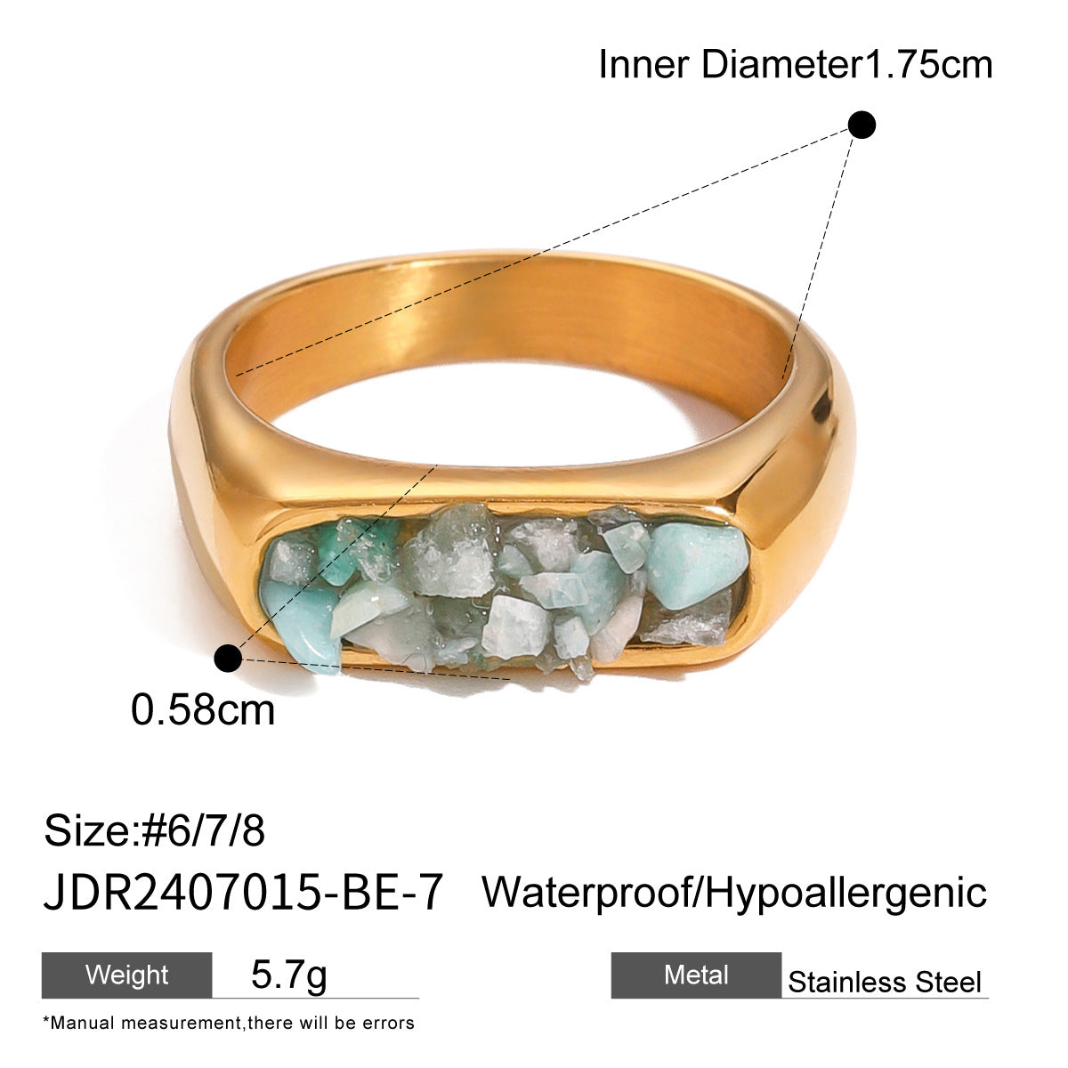 Stainless Steel Natural Stone Exaggerated Ring rings