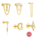 S925Sterling Silver Tassel Soft Bone Horse Eye Zircon Piercing Earrings Hot Selling Moon Ear Bone Stud for Women