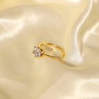 Same style ring18K Golden White Round Zircon Six-Claw Real Gold Plated Copper Jewelry