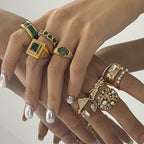 ring Stainless Steel Zircon Pearl Ring Jewelry