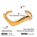 Open Profile Cuff Stainless Steel Bracelet in Gold-Plated with Adjustable Detail — jewelry construction