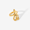 18K Gold-Plated Stainless Steel Open Ring with Open Profile Detail with Snake Detail — jewelry construction
