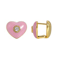 Gold-Plated Brass Heart CZ Earrings with Cubic zirconia Detail with gold-tone brass construction — jewelry finish and design detail