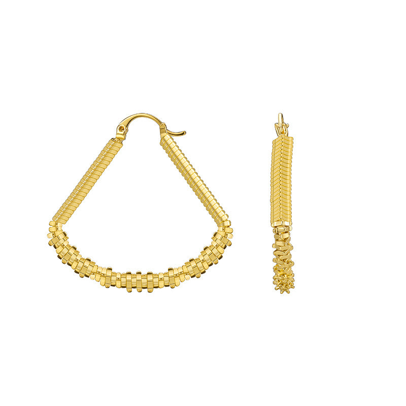 E0573 Simple Design Fan-shaped Earrings for Women, Directly from Manufacturer, Gold-plated18K Ear Earrings