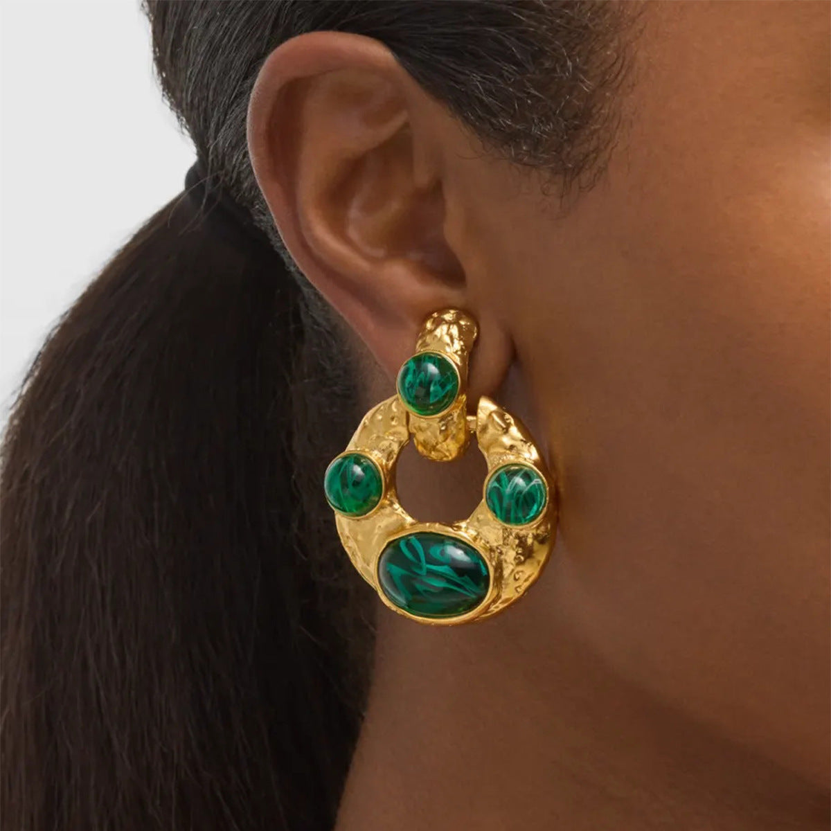 Malachite Earrings Non-Fading Ear Jewelry Stainless Steel Accessories